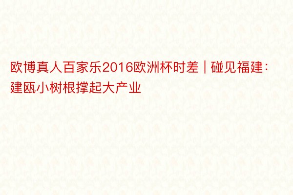 欧博真人百家乐2016欧洲杯时差 | 碰见福建：建瓯小树根撑起大产业
